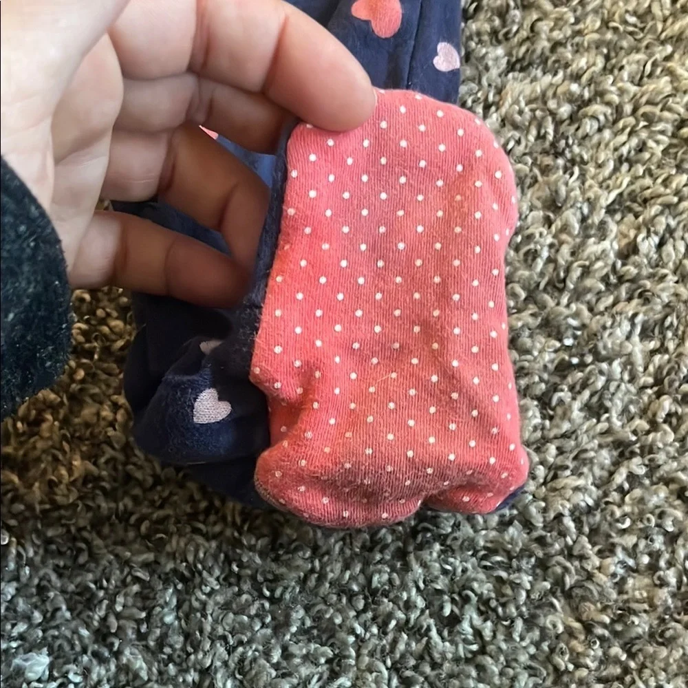 Child of Mine Navy and Pink Heart Button-up Footie PJs